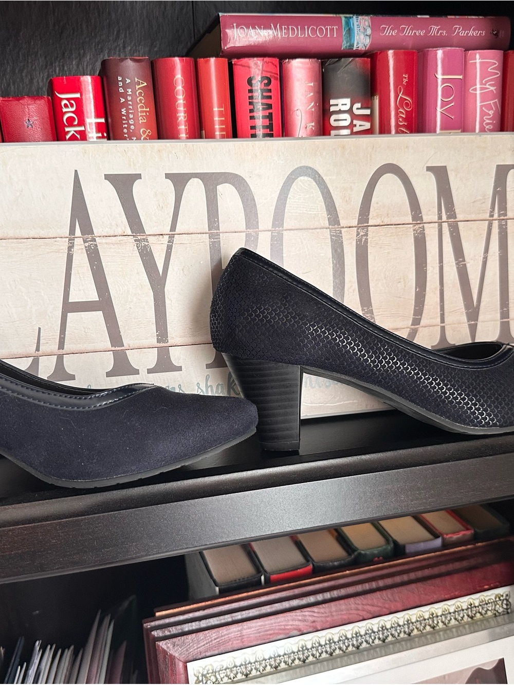Classic Navy Mid Heel Pumps for Women - Comfortable Office Heels
